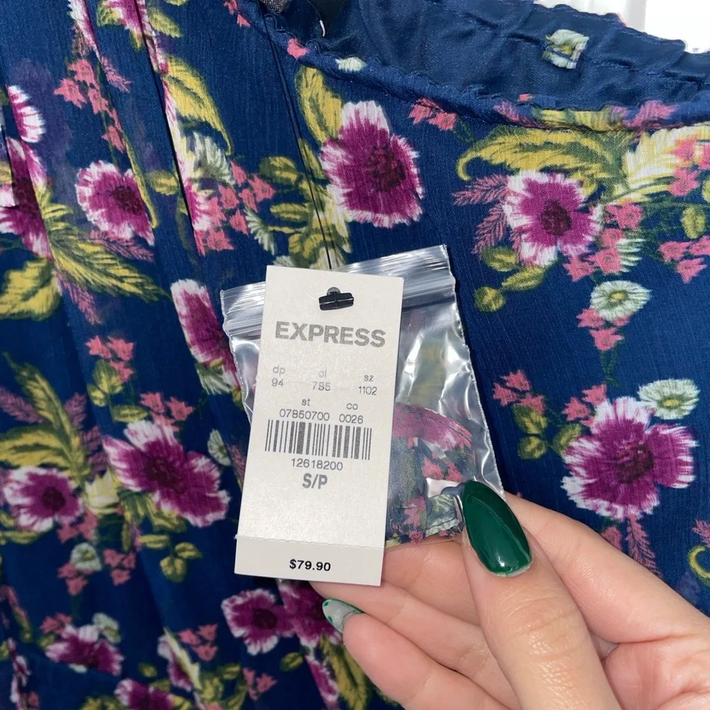 NWT Navy Blue Floral Express Dress